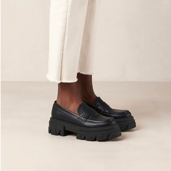 Alohas Trailblazer Corn Black Platform Loafers Vegan Leather Euro Size 40 US 9 - Picture 13 of 13